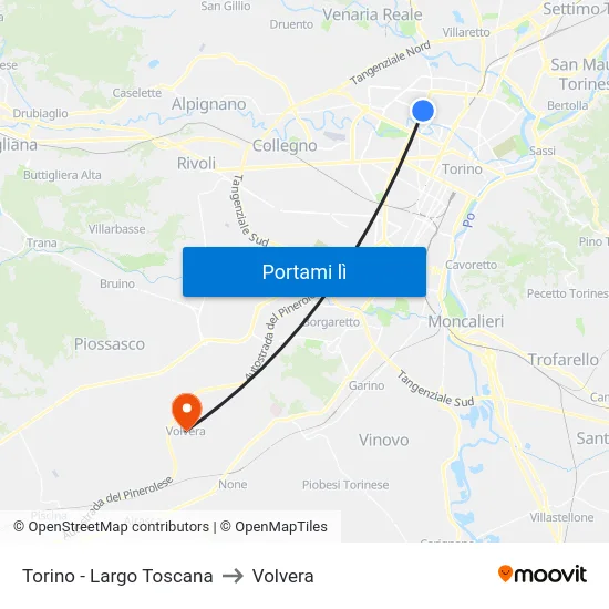 Torino - Largo Toscana to Volvera map