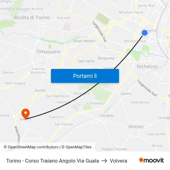 Torino - Corso Traiano Angolo Via Guala to Volvera map