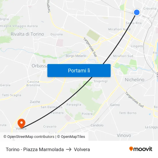 Torino - Piazza Marmolada to Volvera map