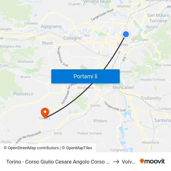Torino - Corso Giulio Cesare Angolo Corso Novara to Volvera map
