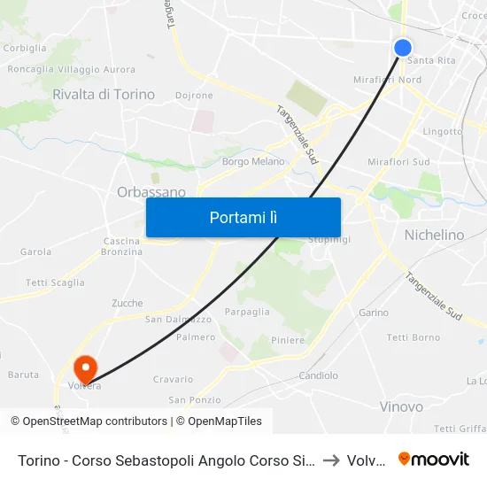 Torino - Corso Sebastopoli Angolo Corso Siracusa to Volvera map
