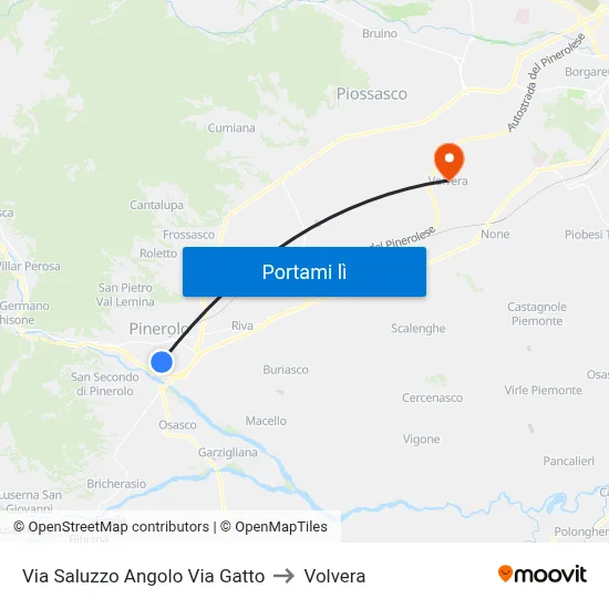 Via Saluzzo Angolo Via Gatto to Volvera map