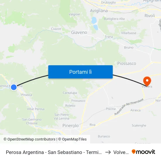 Perosa Argentina - San Sebastiano - Terminal to Volvera map