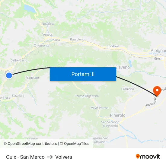Oulx - San Marco to Volvera map