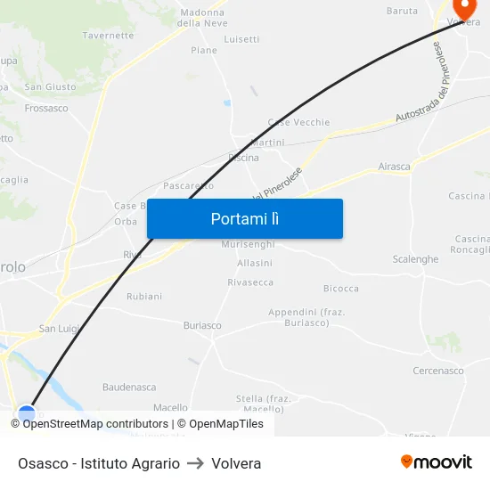 Osasco - Istituto Agrario to Volvera map