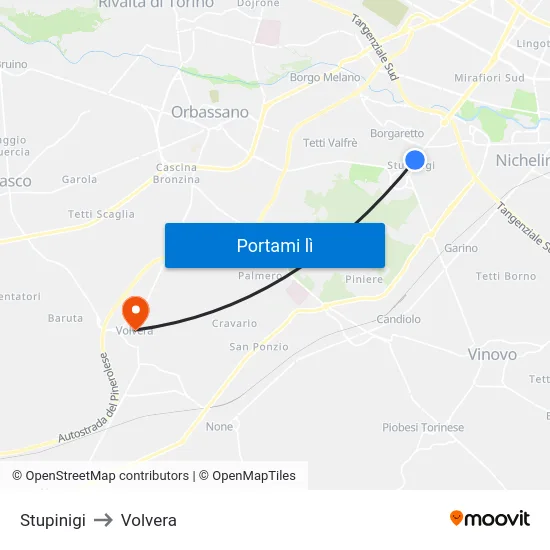 Stupinigi to Volvera map