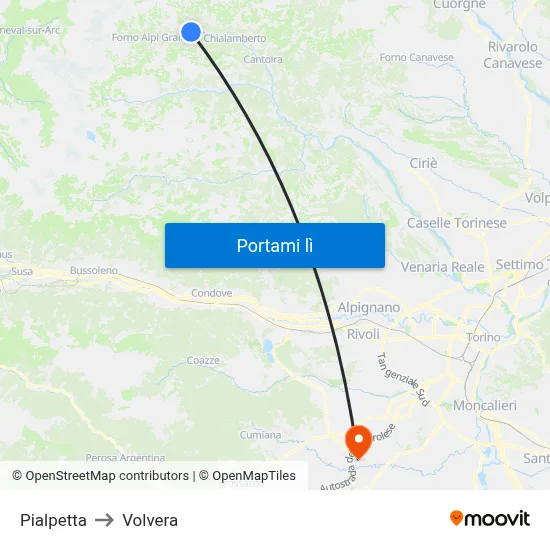 Pialpetta to Volvera map