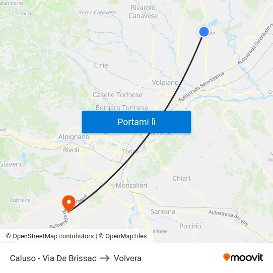 Caluso - Via De Brissac to Volvera map