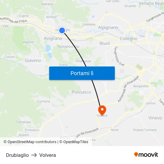 Drubiaglio to Volvera map
