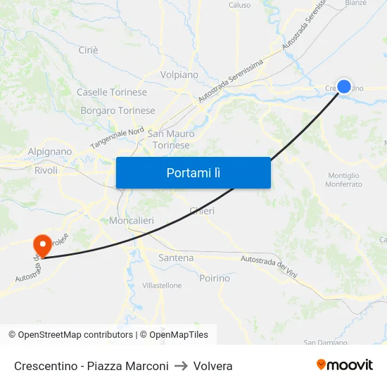 Crescentino - Piazza Marconi to Volvera map