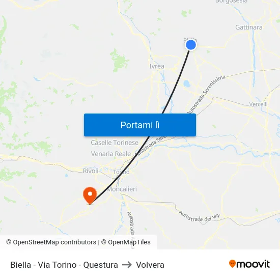 Biella - Via Torino - Questura to Volvera map