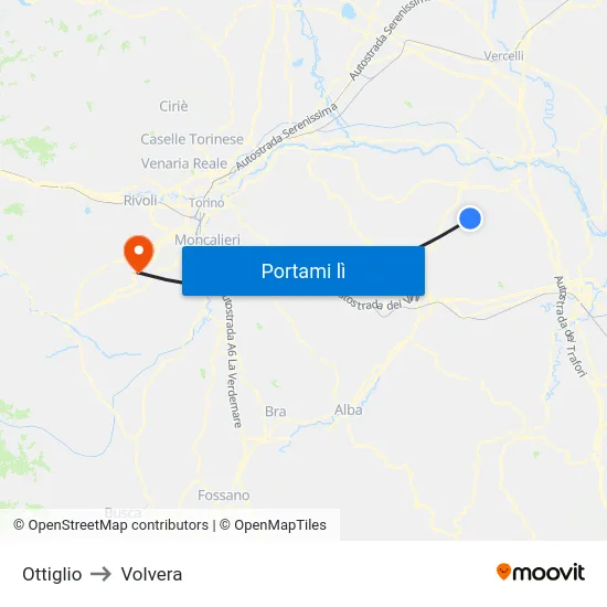 Ottiglio to Volvera map