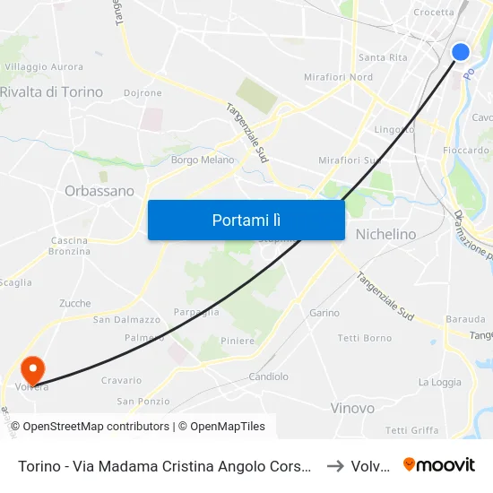 Torino - Via Madama Cristina Angolo Corso Dante to Volvera map