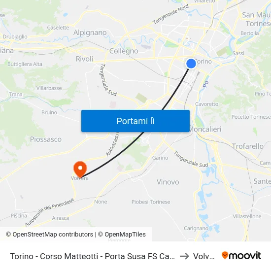 Torino - Corso Matteotti - Porta Susa FS Capolinea to Volvera map