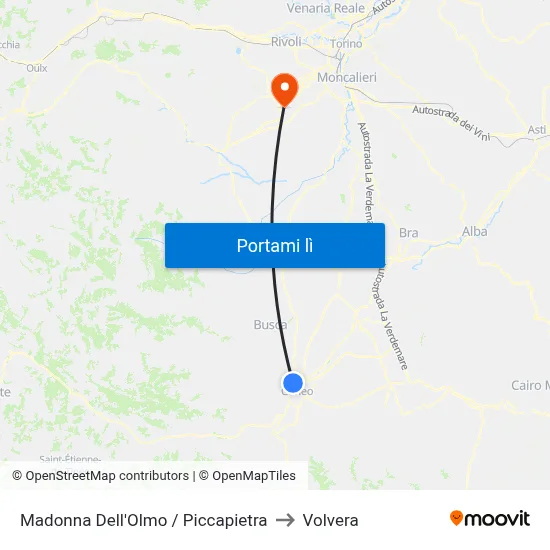 Madonna Dell'Olmo / Piccapietra to Volvera map