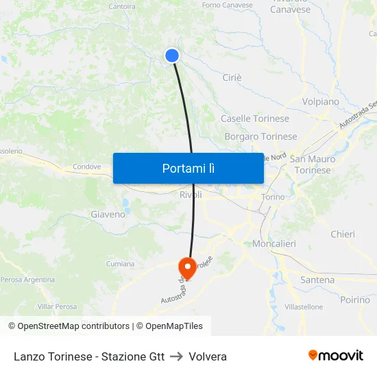 Lanzo Torinese - Stazione Gtt to Volvera map
