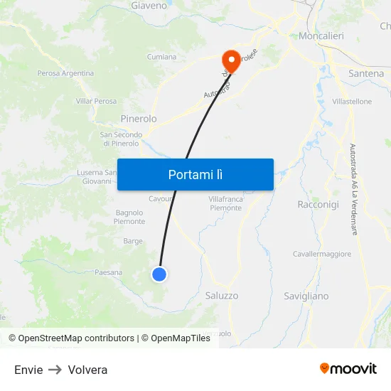 Envie to Volvera map