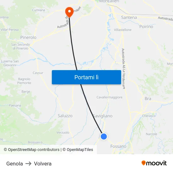 Genola to Volvera map