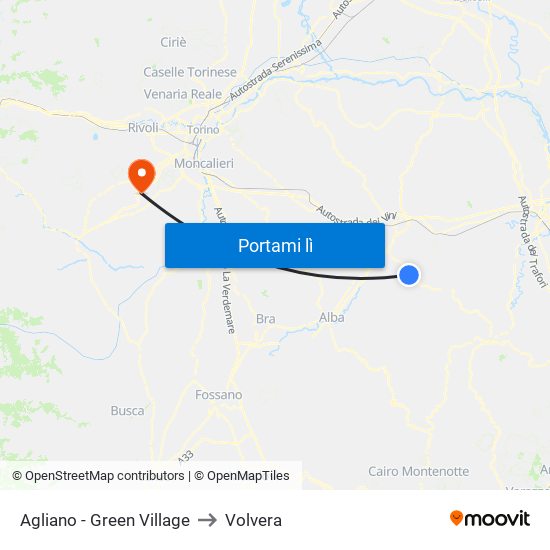 Agliano - Green Village to Volvera map