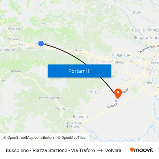 Bussoleno - Piazza Stazione - Via Traforo to Volvera map