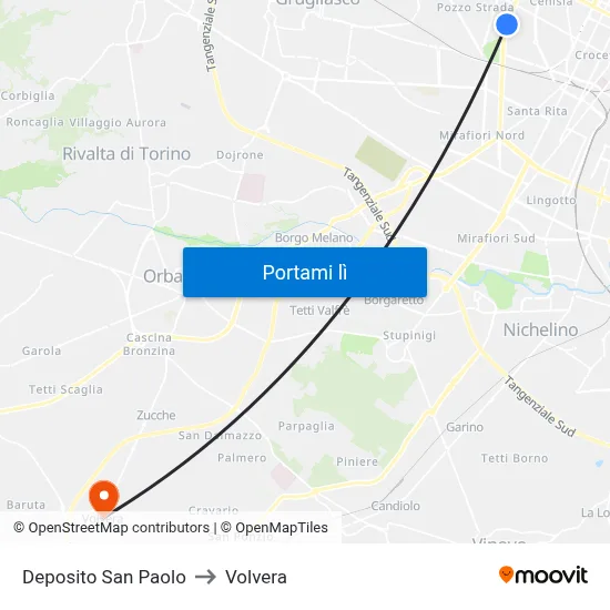 Deposito San Paolo to Volvera map
