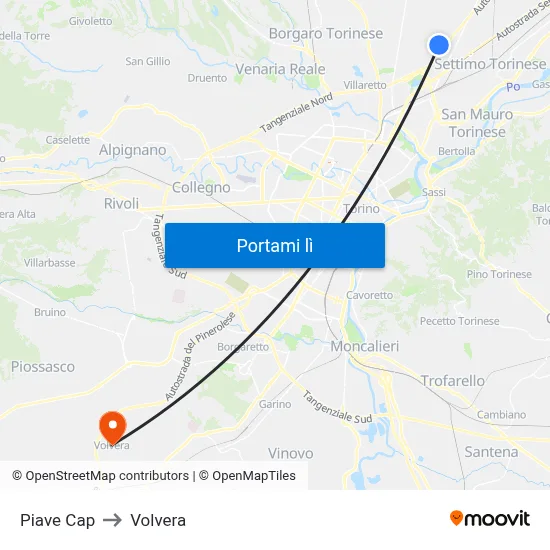 Piave Cap to Volvera map