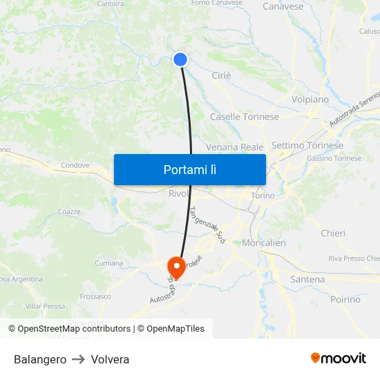 Balangero to Volvera map