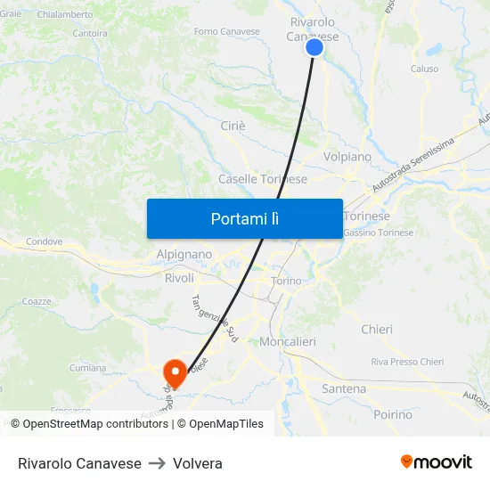 Rivarolo Canavese to Volvera map