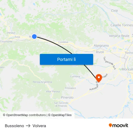 Bussoleno to Volvera map
