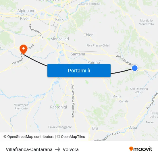 Villafranca-Cantarana to Volvera map