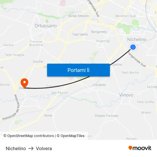 Nichelino to Volvera map