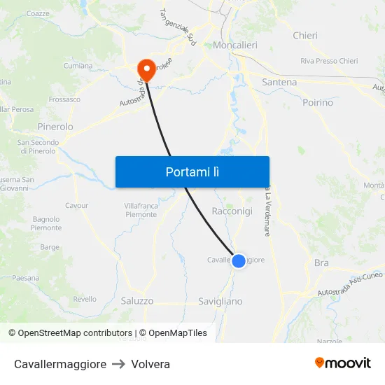 Cavallermaggiore to Volvera map