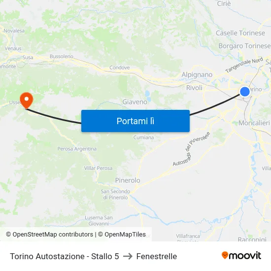 Torino Autostazione - Stallo 5 to Fenestrelle map