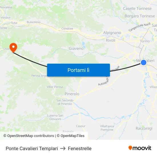 Ponte Cavalieri Templari to Fenestrelle map