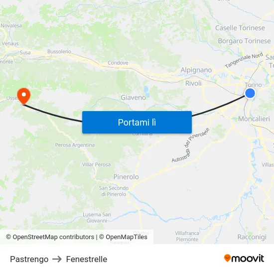 Pastrengo to Fenestrelle map