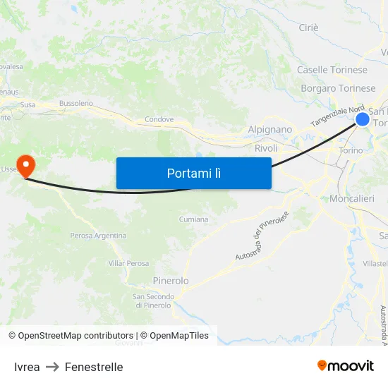 Ivrea to Fenestrelle map