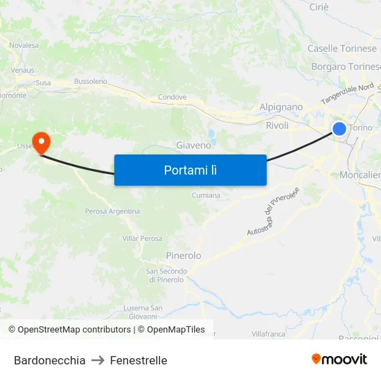 Bardonecchia to Fenestrelle map