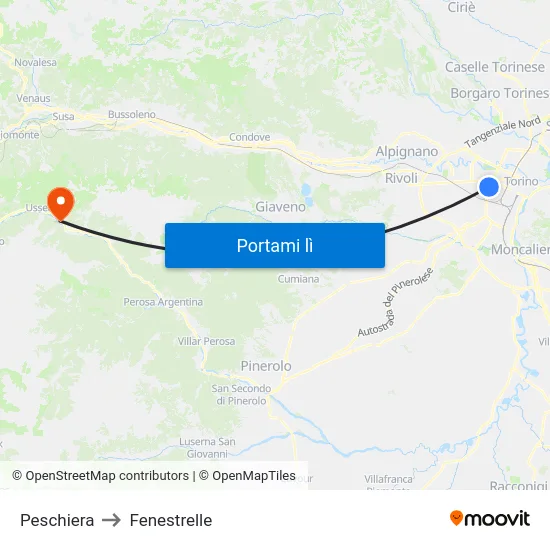 Peschiera to Fenestrelle map