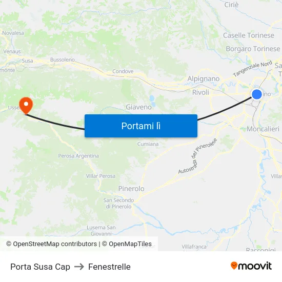 Porta Susa Cap to Fenestrelle map