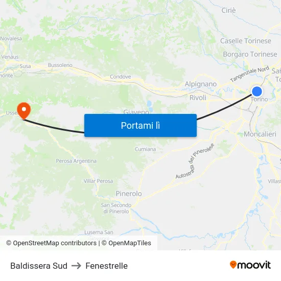 Baldissera Sud to Fenestrelle map