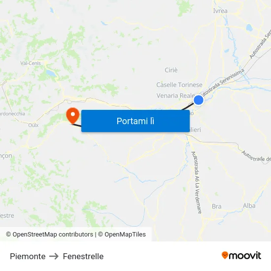 Piemonte to Fenestrelle map