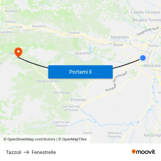 Tazzoli to Fenestrelle map
