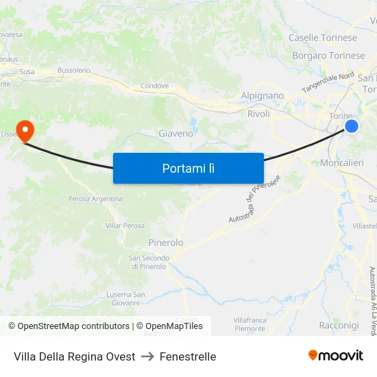 Villa Della Regina Ovest to Fenestrelle map