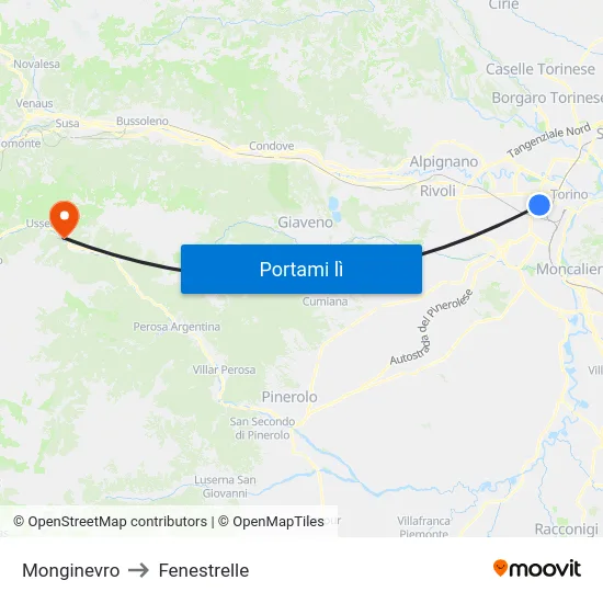 Monginevro to Fenestrelle map