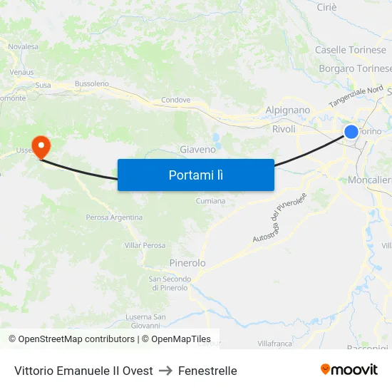 Vittorio Emanuele II Ovest to Fenestrelle map