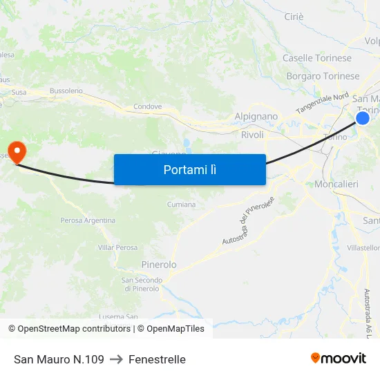 San Mauro N.109 to Fenestrelle map