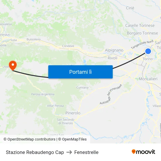 Stazione Rebaudengo Cap to Fenestrelle map