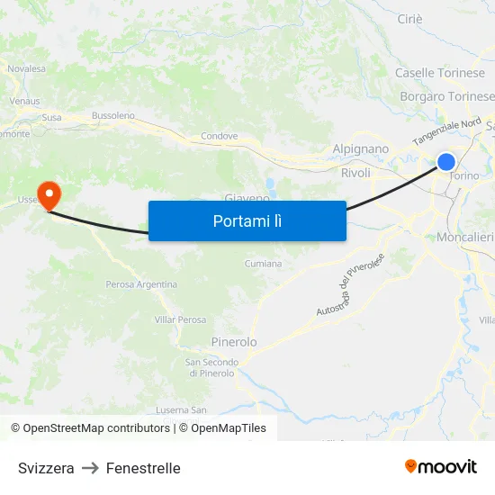 Svizzera to Fenestrelle map