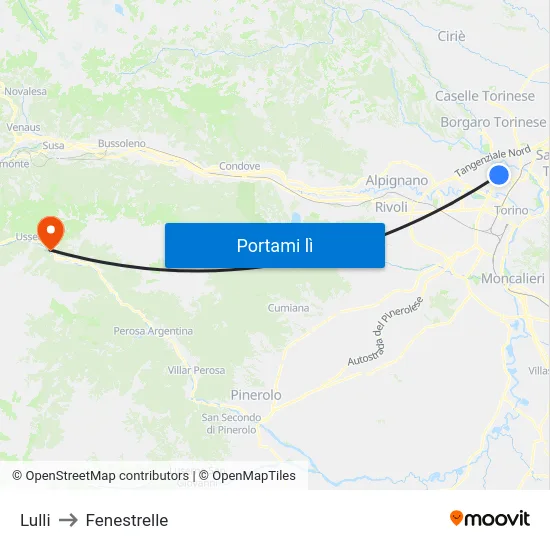 Lulli to Fenestrelle map