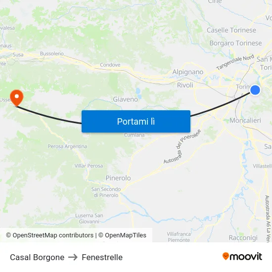 Casal Borgone to Fenestrelle map